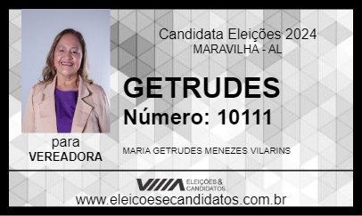 Candidato GETRUDES 2024 - MARAVILHA - Eleições