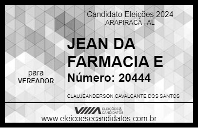 Candidato JEAN DA FARMACIA 2024 - ARAPIRACA - Eleições