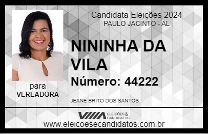 Candidato NININHA DA VILA 2024 - PAULO JACINTO - Eleições