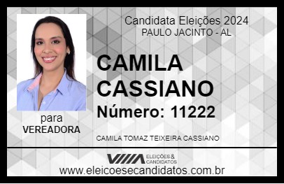 Candidato CAMILLA CASSIANO 2024 - PAULO JACINTO - Eleições