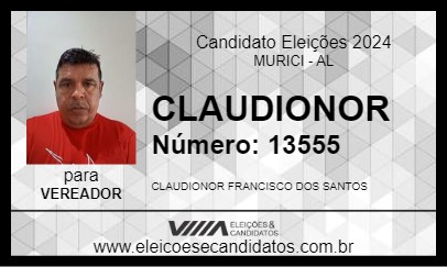 Candidato CLAUDIONOR 2024 - MURICI - Eleições