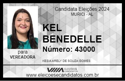 Candidato KEL BENEDELLE 2024 - MURICI - Eleições