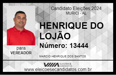 Candidato HENRIQUE DO LOJÃO 2024 - MURICI - Eleições