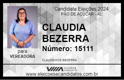 Candidato CLAUDIA BEZERRA 2024 - PÃO DE AÇÚCAR - Eleições