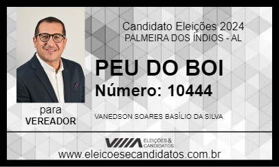 Candidato PEU DO BOI 2024 - PALMEIRA DOS ÍNDIOS - Eleições