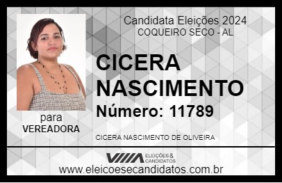 Candidato CICERA NASCIMENTO 2024 - COQUEIRO SECO - Eleições