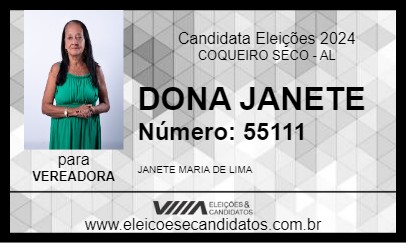 Candidato DONA JANETE 2024 - COQUEIRO SECO - Eleições