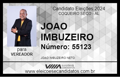 Candidato JOAO IMBUZEIRO 2024 - COQUEIRO SECO - Eleições