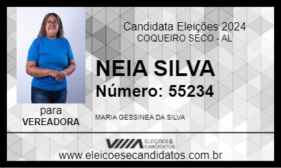 Candidato NEIA SILVA 2024 - COQUEIRO SECO - Eleições