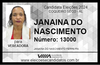 Candidato JANAINA DO NASCIMENTO 2024 - COQUEIRO SECO - Eleições