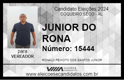 Candidato JUNIOR DO RONA 2024 - COQUEIRO SECO - Eleições