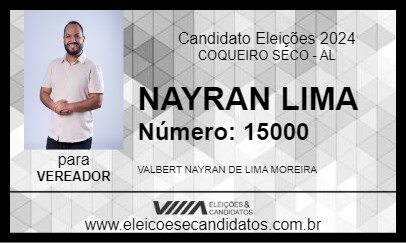 Candidato NAYRAN 2024 - COQUEIRO SECO - Eleições