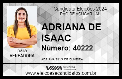 Candidato ADRIANA DE ISAAC 2024 - PÃO DE AÇÚCAR - Eleições