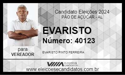 Candidato EVARISTO 2024 - PÃO DE AÇÚCAR - Eleições