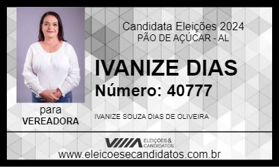 Candidato IVANIZE DIAS 2024 - PÃO DE AÇÚCAR - Eleições