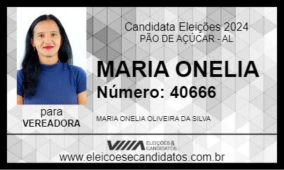 Candidato MARIA ONELIA 2024 - PÃO DE AÇÚCAR - Eleições