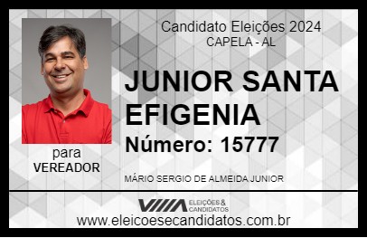 Candidato JUNIOR SANTA EFIGENIA 2024 - CAPELA - Eleições