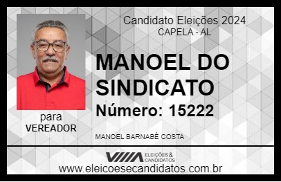 Candidato MANOEL DO SINDICATO 2024 - CAPELA - Eleições