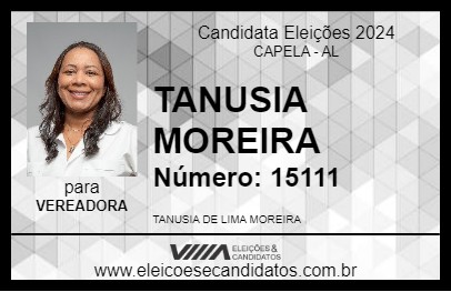 Candidato TANUSIA MOREIRA 2024 - CAPELA - Eleições