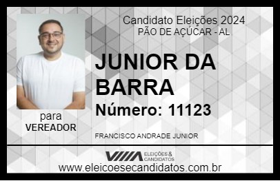 Candidato JUNIOR DA BARRA 2024 - PÃO DE AÇÚCAR - Eleições