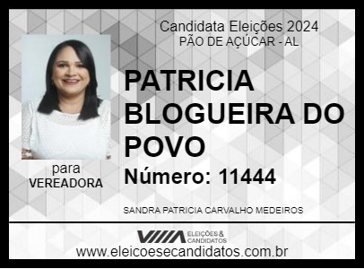 Candidato PATRICIA BLOGUEIRA DO POVO 2024 - PÃO DE AÇÚCAR - Eleições