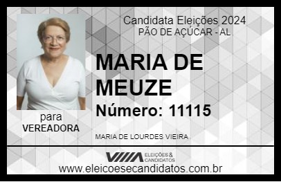 Candidato MARIA DE MEUZE 2024 - PÃO DE AÇÚCAR - Eleições