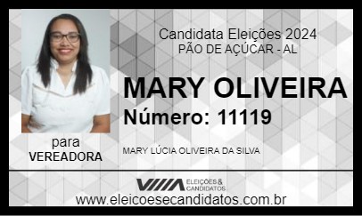 Candidato MARY OLIVEIRA 2024 - PÃO DE AÇÚCAR - Eleições