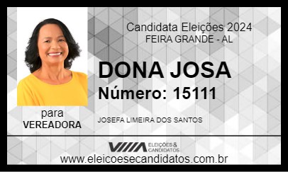 Candidato DONA JOSA 2024 - FEIRA GRANDE - Eleições