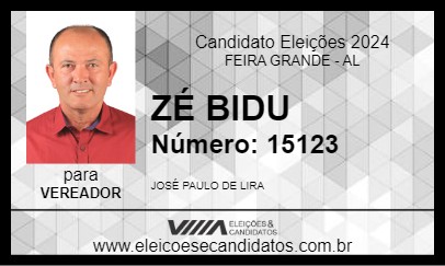 Candidato ZÉ BIDU 2024 - FEIRA GRANDE - Eleições