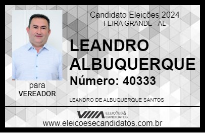 Candidato LEANDRO ALBUQUERQUE 2024 - FEIRA GRANDE - Eleições