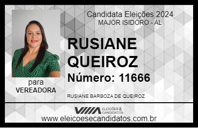 Candidato RUSIANE QUEIROZ 2024 - MAJOR ISIDORO - Eleições