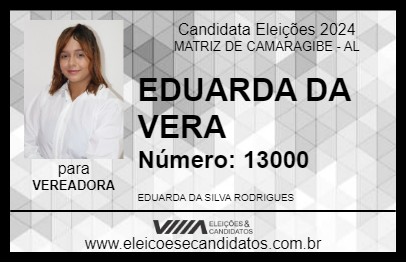 Candidato EDUARDA DA VERA 2024 - MATRIZ DE CAMARAGIBE - Eleições