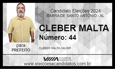 Candidato CLEBER MALTA 2024 - BARRA DE SANTO ANTÔNIO - Eleições