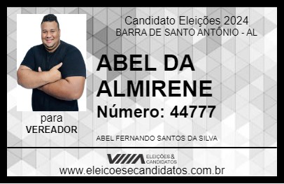 Candidato ABEL DA ALMIRENE 2024 - BARRA DE SANTO ANTÔNIO - Eleições