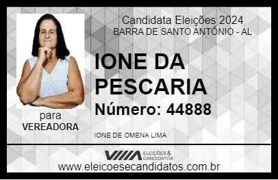 Candidato IONE DA PESCARIA 2024 - BARRA DE SANTO ANTÔNIO - Eleições