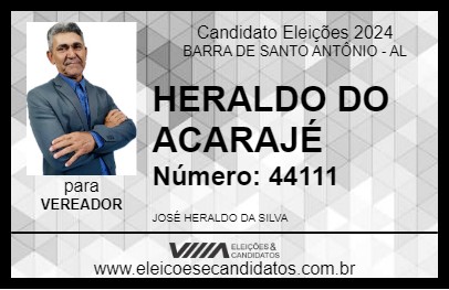 Candidato HERALDO DO ACARAJÉ 2024 - BARRA DE SANTO ANTÔNIO - Eleições