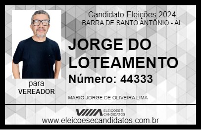 Candidato JORGE DO LOTEAMENTO 2024 - BARRA DE SANTO ANTÔNIO - Eleições