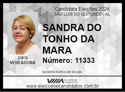 Candidato SANDRA DO TONHO DA MARA 2024 - SÃO LUÍS DO QUITUNDE - Eleições