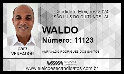 Candidato WALDO 2024 - SÃO LUÍS DO QUITUNDE - Eleições