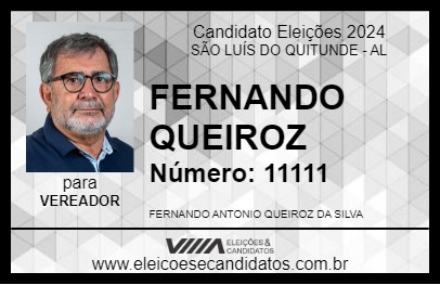 Candidato FERNANDO QUEIROZ 2024 - SÃO LUÍS DO QUITUNDE - Eleições