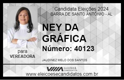 Candidato NEY DA GRÁFICA 2024 - BARRA DE SANTO ANTÔNIO - Eleições