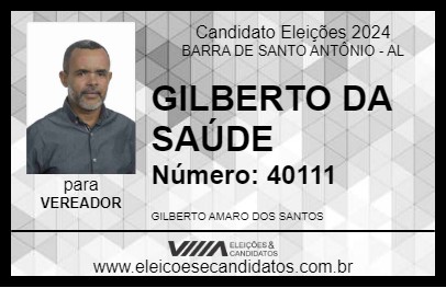 Candidato GILBERTO DA SAÚDE 2024 - BARRA DE SANTO ANTÔNIO - Eleições