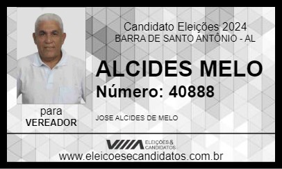 Candidato ALCIDES MELO 2024 - BARRA DE SANTO ANTÔNIO - Eleições