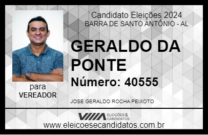 Candidato GERALDO DA PONTE 2024 - BARRA DE SANTO ANTÔNIO - Eleições