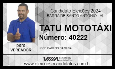 Candidato TATU MOTOTÁXI 2024 - BARRA DE SANTO ANTÔNIO - Eleições