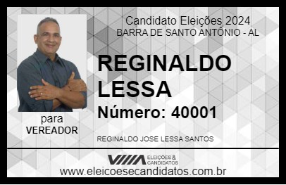 Candidato REGINALDO LESSA 2024 - BARRA DE SANTO ANTÔNIO - Eleições