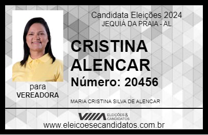 Candidato CRISTINA ALENCAR 2024 - JEQUIÁ DA PRAIA - Eleições