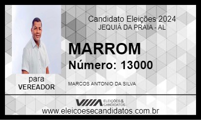 Candidato MARROM 2024 - JEQUIÁ DA PRAIA - Eleições