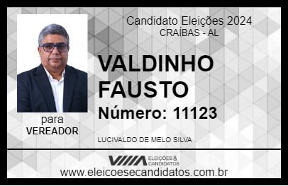 Candidato VALDINHO FAUSTO 2024 - CRAÍBAS - Eleições