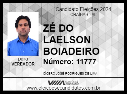 Candidato ZÉ DO LAELSON BOIADEIRO 2024 - CRAÍBAS - Eleições